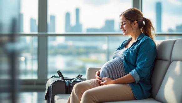 Femme enceinte bien installée pour un voyage confortable